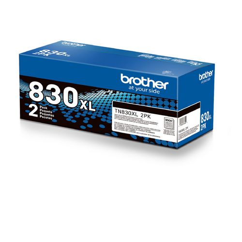 BROTHER TN830XL High-Yield Toner, 3,000 Page-Yield, Black, 2/Pack - TN830XL2PK BROTHER