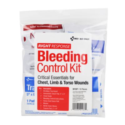 Critical Essentials Bleeding Control Kit for Limb, Chest and Torso Wounds, 11 Pieces, Plastic Bag - 91137