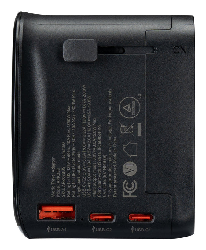 Targus 20W World Travel Adapter with USB Ports - APK033US