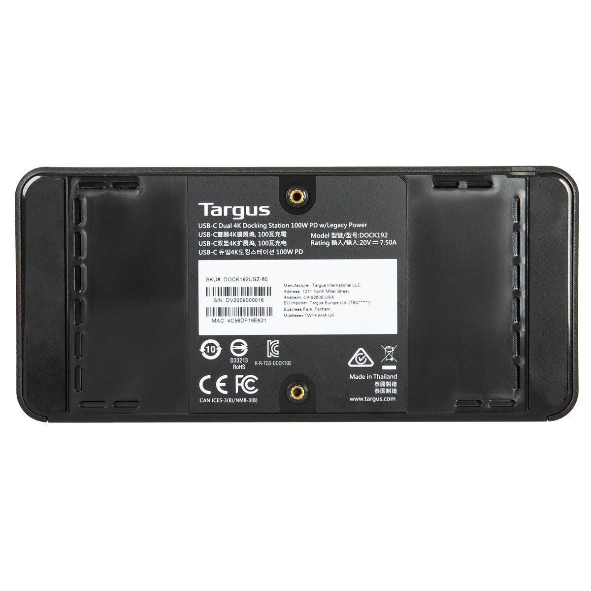 Targus DOCK192USZ laptop dock/port replicator USB 3.2 Gen 2 (3.1 Gen 2) Type-C Black - DOCK192USZ