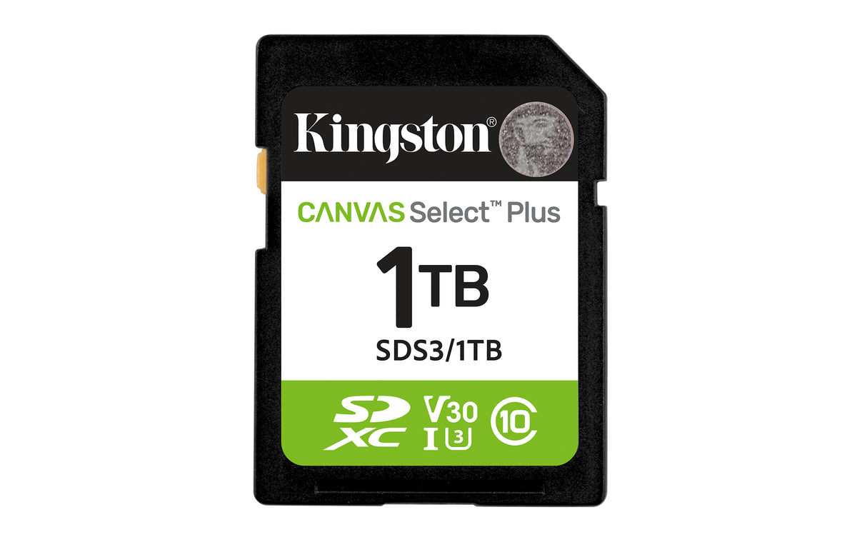 Kingston Technology 1TB SDXC Canvas Select Plus Gen3 150MB/s C10 UHS-I U3 V30 - SDS3/1TB