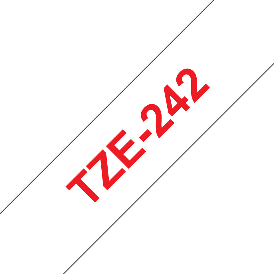 Brother 18mm (3/4") Red on White Laminated Tape (8m/26.2') (1/Pkg) - TZE242-OBSOLETE BROTHER
