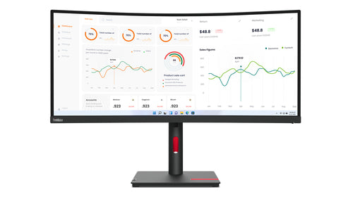 Lenovo ThinkVision T34w-30 86.4 cm (34") 3440 x 1440 pixels Wide Quad HD LED Black - 63D4GAR1US