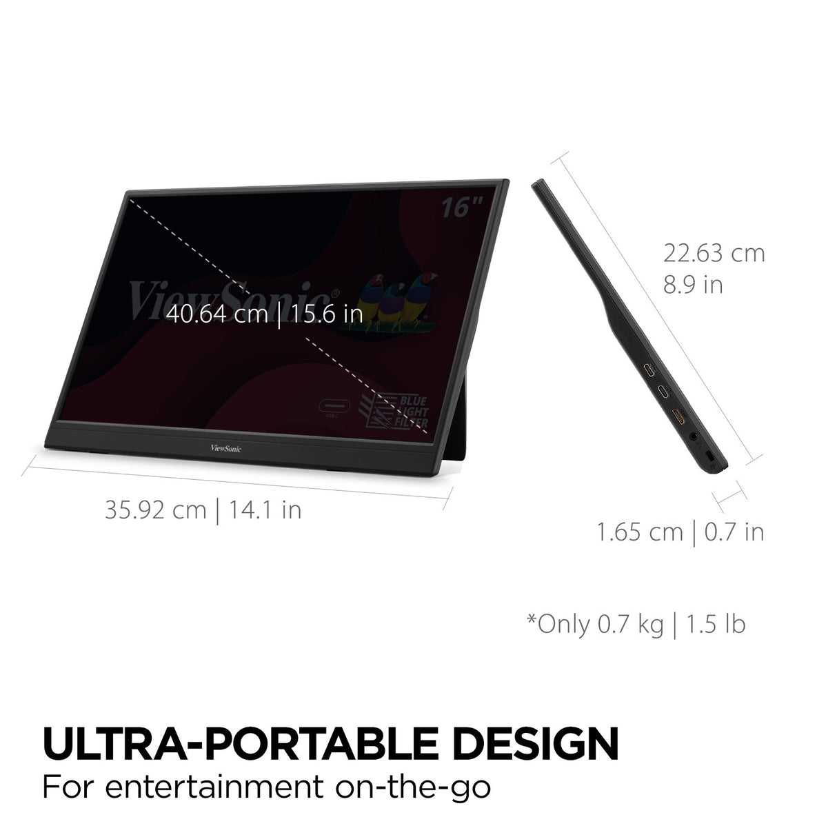 Viewsonic VA VA1653 computer monitor 39.6 cm (15.6") 1920 x 1080 pixels Full HD LED Black - VA1653