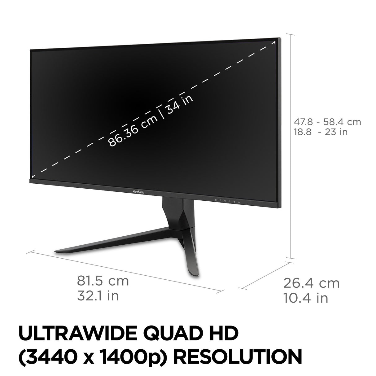 Viewsonic VX Series VX3418-2K computer monitor 86.4 cm (34") 3440 x 1440 pixels UltraWide Quad HD LED Black - VX3418-2K