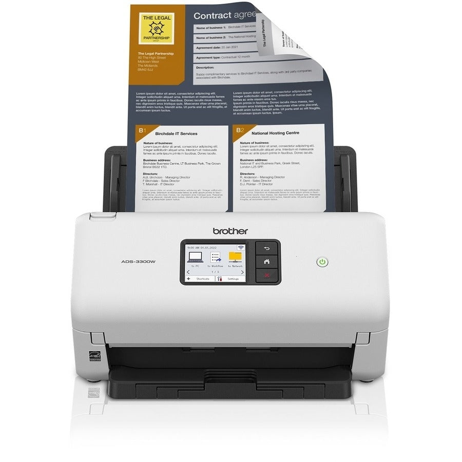 Brother Wireless High-Speed Desktop Scanner ADS-3300W - 48-bit Color - 40 ppm (Mono) - 40 ppm (Color - ADS3300W