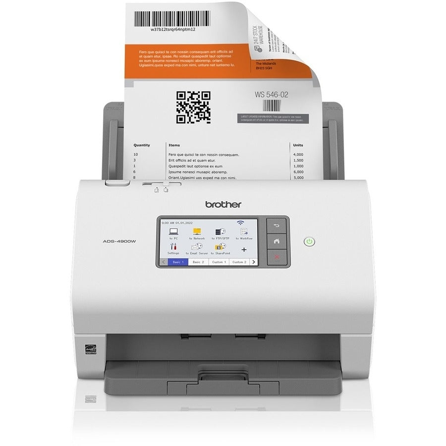 Brother ADS-4900W scanner ADF + Sheet-fed scanner 600 x 600 DPI A4 Black, White - ADS4900W BROTHER INTERNATIONAL