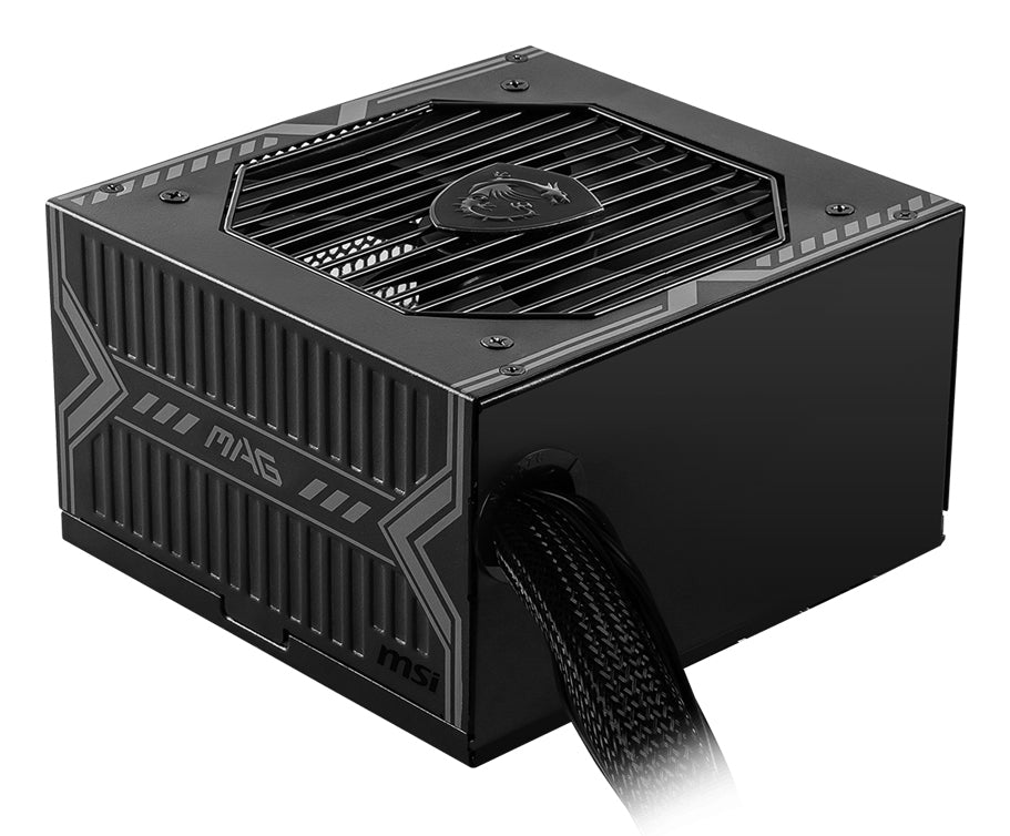 MSI MAG A650BN UK PSU '650W, 80 Plus Bronze certified, 12V Single-Rail, DC-to-DC Circuit, 120mm Fan, Non-Modular, Sleeved Cables, ATX Power Supply Unit, UK Powercord, Black' - MAGA650BN