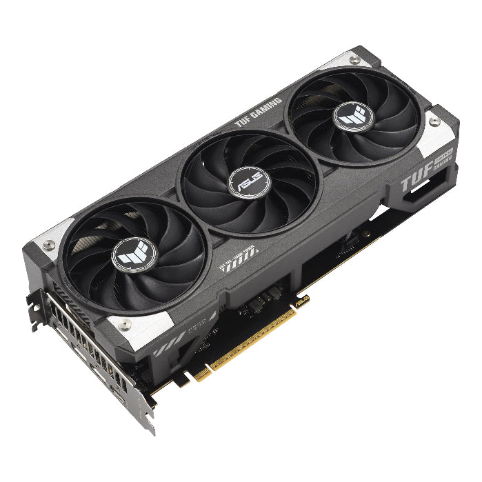 Graphics card with four fans on a white background
