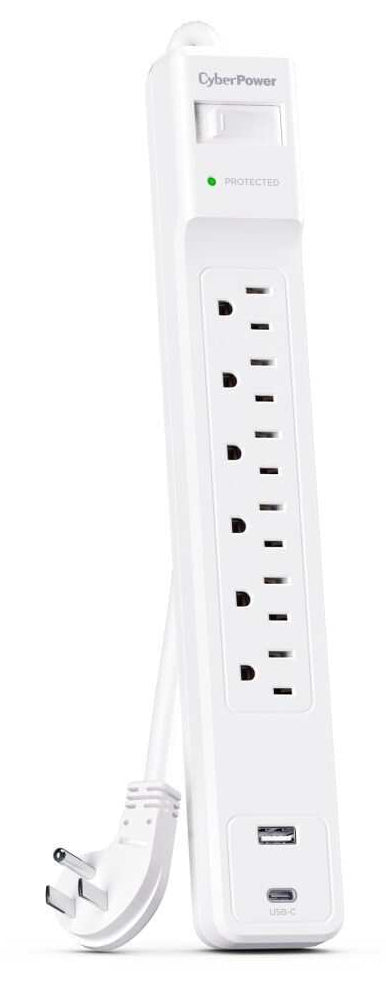 CyberPower 6 Outlet Surge Strip With USB - CSP604UCW
