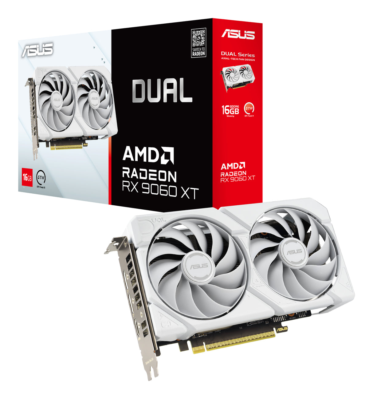 ASUS Dual -RX9060XT-16G-WHITE AMD Radeon RX 9060 XT 16 GB GDDR6 - DUAL-RX9060XT-16G-WHITE