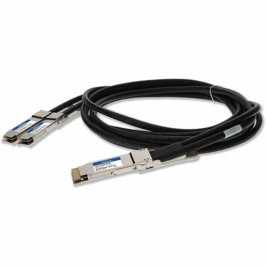 ADD-ON AddOn Twinaxial Network Cable - 6.56 ft Twinaxial Network Cable for Network Device, Transceiver, Switch, Server, Router - First End: 1 x QSFP-DD Network - Male - Second End: 2 x QSFP56 Network - Male ... - CAB-D-2Q-400G-2M-AO