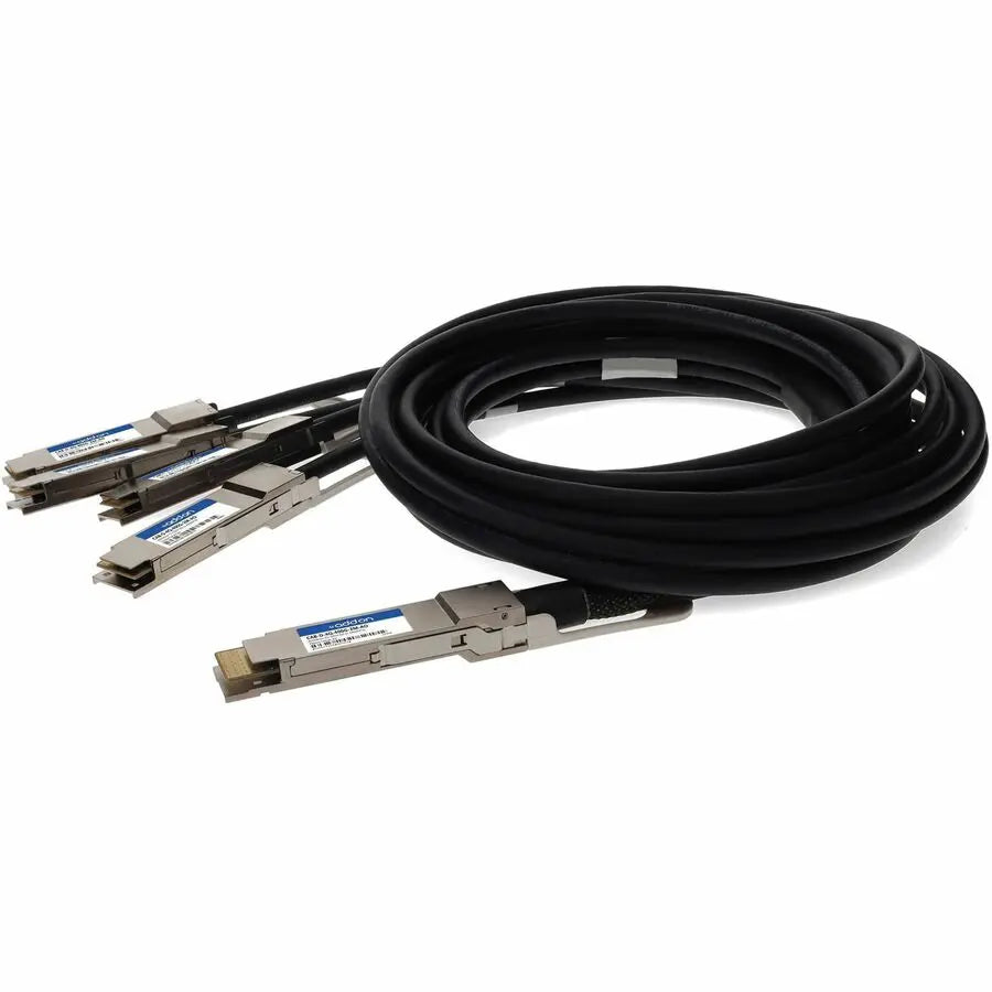 ADD-ON AddOn Twinaxial Network Cable - 6.56 ft Twinaxial Network Cable for Network Device, Transceiver, Switch, Server, Router - First End: 1 x QSFP-DD Network - Male - Second End: 4 x QSFP56 Network - Male ... - CAB-D-4Q-400G-2M-AO