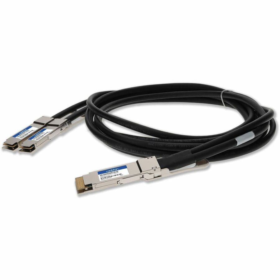 ADD-ON AddOn Twinaxial Network Cable - 8.20 ft Twinaxial Network Cable for Network Device, Transceiver, Server, Router, Switch - First End: 1 x QSFP-DD Network - Second End: 2 x QSFP28 Network - 200 Gbit/s -... - DAC-Q56DD2Q282-5M-AO