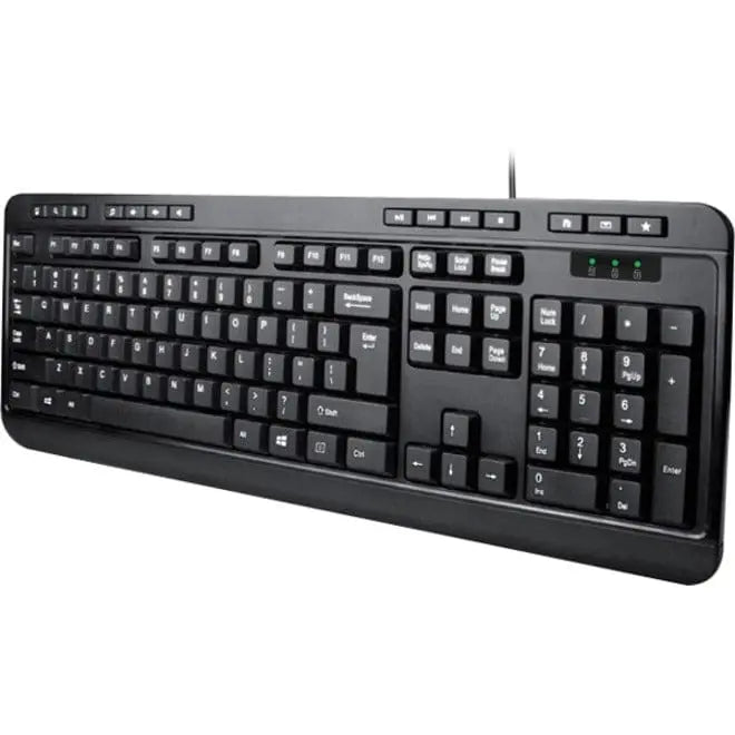 ADESSO Adesso AKB-132 - Spill-Resistant Multimedia Desktop Keyboard (PS/2) - Cable Connectivity - PS/2 Interface - 104 Key Media Player, Volume Down, Volume Up, Mute, Play/Pause, Previous Track, Next Track, ... - AKB-132PB