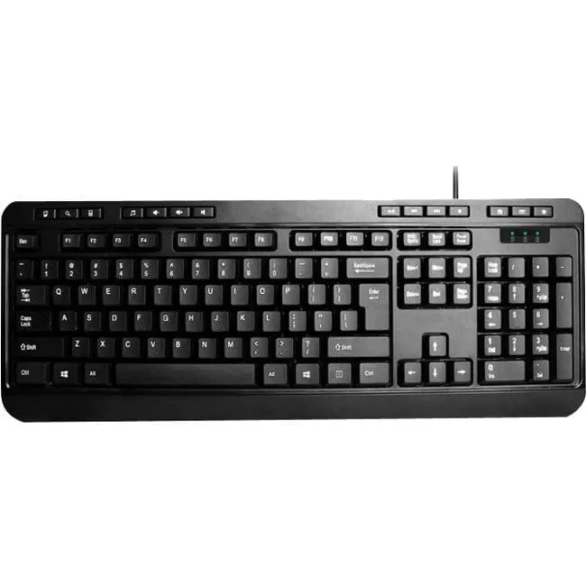 ADESSO Adesso AKB-132 - Spill-Resistant Multimedia Desktop Keyboard (PS/2) - Cable Connectivity - PS/2 Interface - 104 Key Media Player, Volume Down, Volume Up, Mute, Play/Pause, Previous Track, Next Track, ... - AKB-132PB