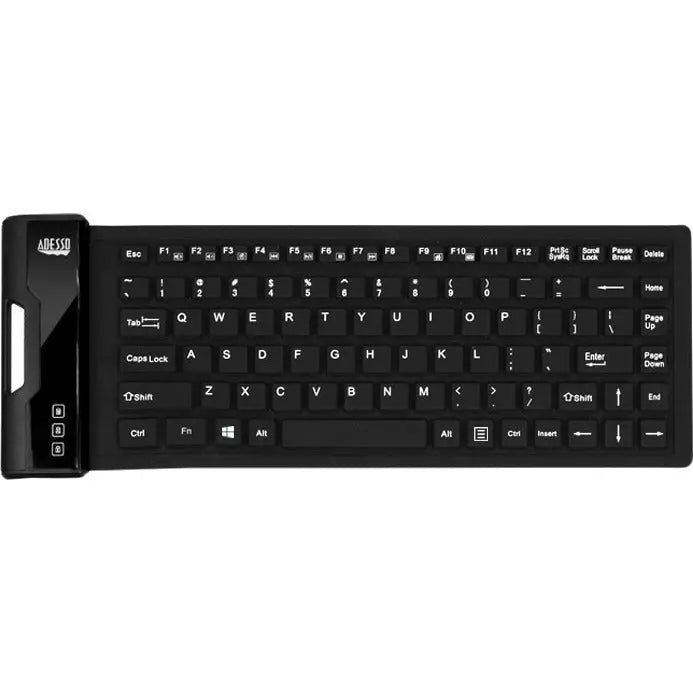 ADESSO Adesso Antimicrobial Waterproof Flex Keyboard (Mini Size) - Cable Connectivity - USB Interface - 87 Key Media Player, Internet, Email Hot Key(s) - English (US) - QWERTY Layout - Computer - PC, Windows... - AKB-212UB