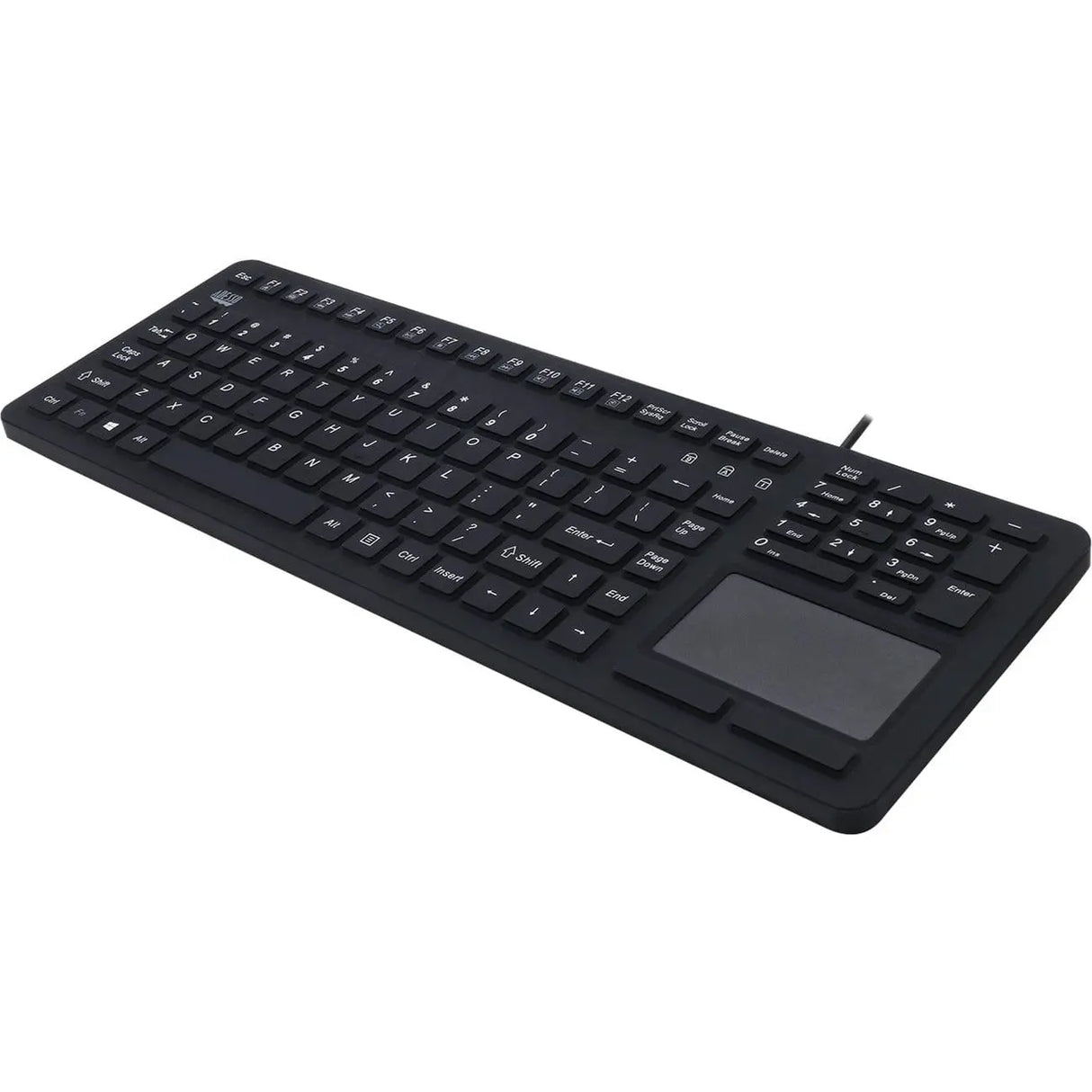 ADESSO Adesso Antimicrobial Waterproof Touchpad Keyboard - Cable Connectivity - USB Interface - 108 Key Windows Key Hot Key(s) - English (US) - MAC - TouchPad - PC, Mac OS, iOS, Windows - Membrane Keyswitch ... - AKB-270UB