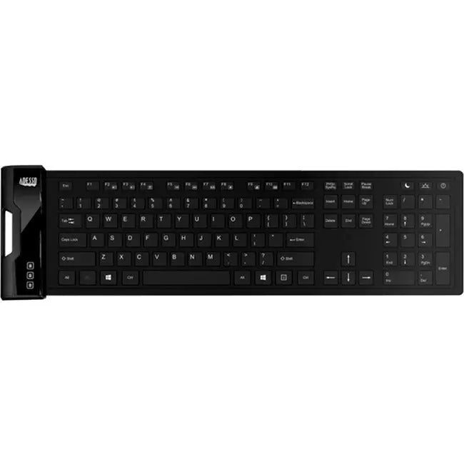 ADESSO Adesso SlimTouch 232 Antimicrobial Waterproof Flex Keyboard (Full Size) - Cable Connectivity - USB Interface - 120 Key Multimedia, Internet, Email, Windows Key Hot Key(s) - Rugged - English (US) - QWE... - AKB-232UB
