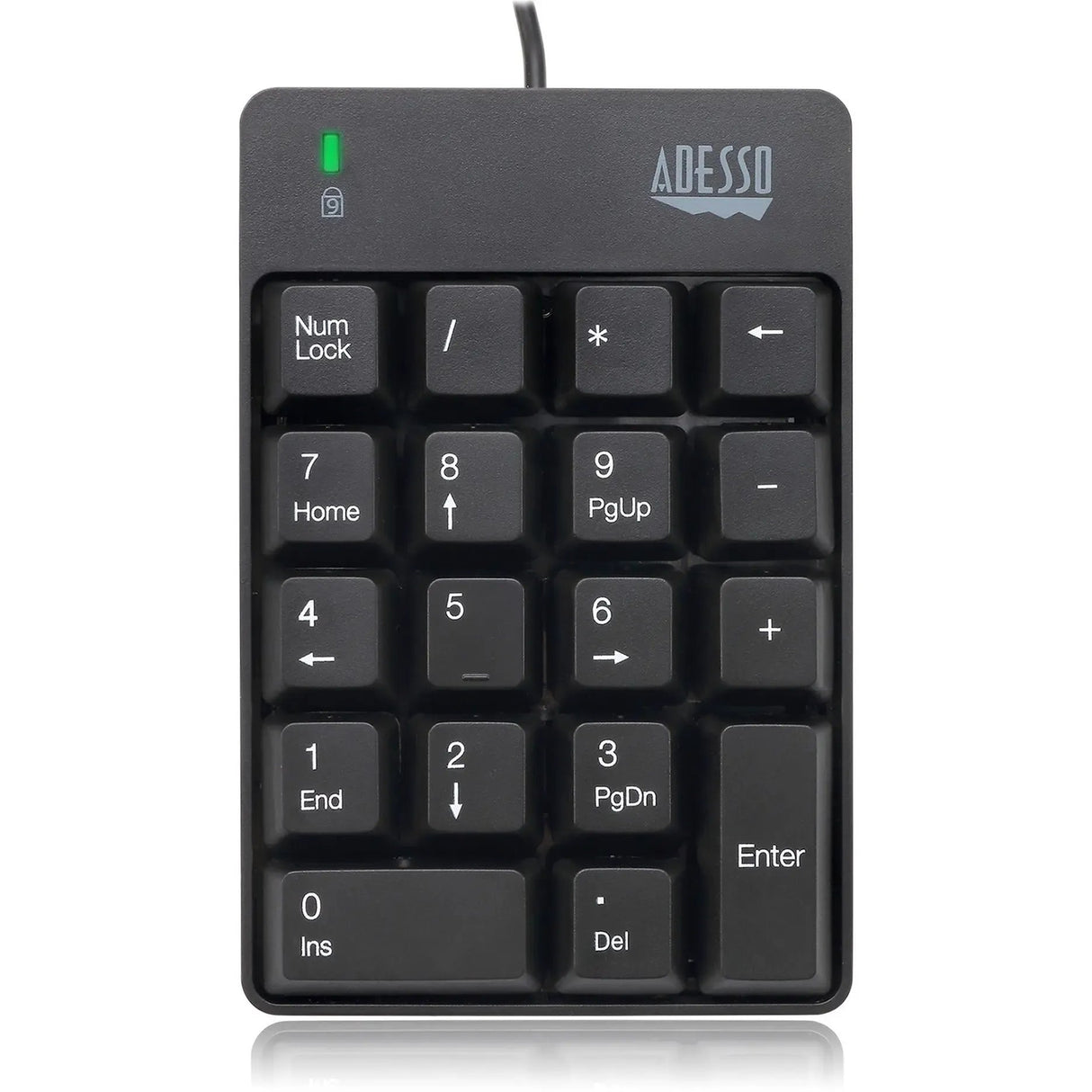 ADESSO Adesso USB Spill Resistant 18-Key Numeric Keypad - Cable Connectivity - USB Interface - 18 Key - English (US) - Windows - Membrane Keyswitch - Black - AKB-601UB