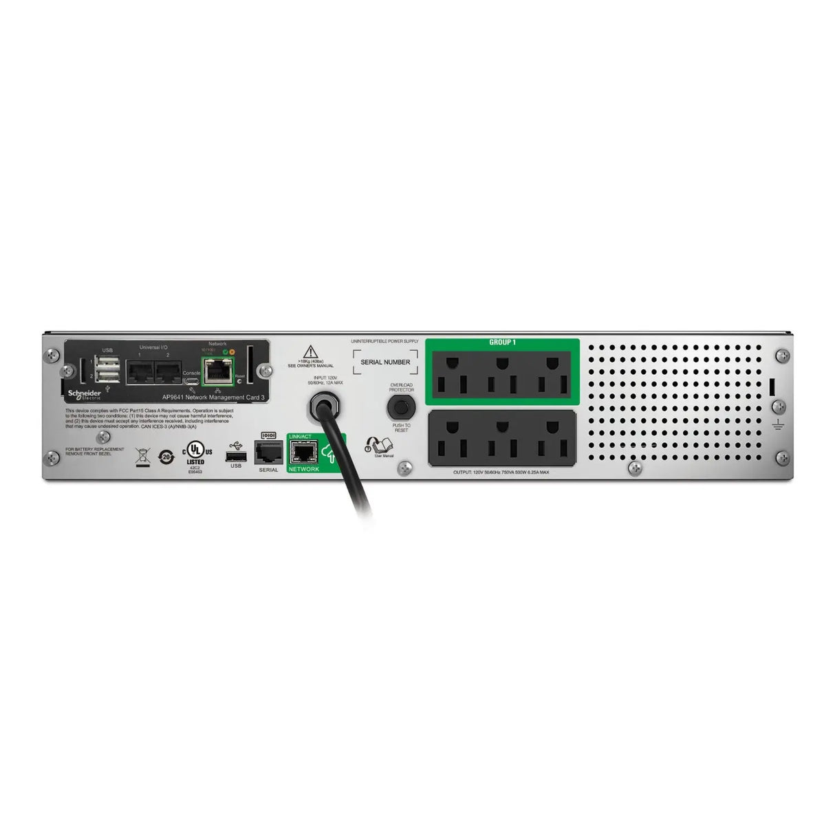 APC APC SMT750RM2UCNC uninterruptible power supply (UPS) Line-Interactive 0.75 kVA 0.4 W 6 AC outlet(s) - SMT750RM2UCNC
