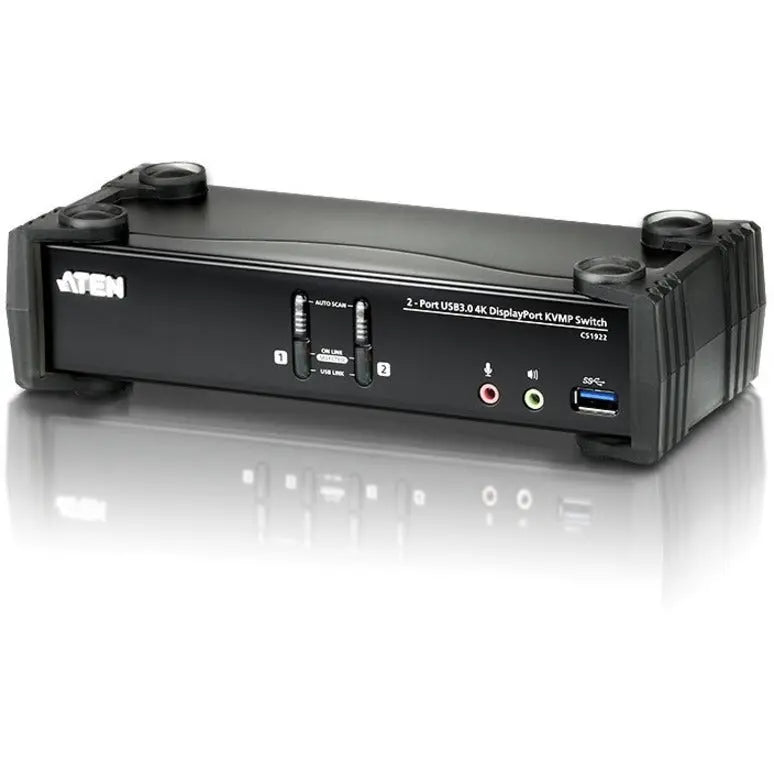 ATEN ATEN 2-Port USB 3.0 4K DisplayPort KVMP Switch-TAA Compliant - 2 Computer(s) - 1 Local User(s) - 4096 x 2160 - 6 x USB - 3 x DisplayPort - CS1922