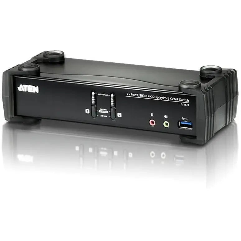 ATEN ATEN 2-Port USB 3.0 4K DisplayPort KVMP Switch-TAA Compliant - 2 Computer(s) - 1 Local User(s) - 4096 x 2160 - 6 x USB - 3 x DisplayPort - CS1922