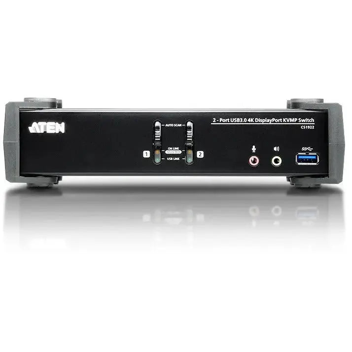 ATEN ATEN 2-Port USB 3.0 4K DisplayPort KVMP Switch-TAA Compliant - 2 Computer(s) - 1 Local User(s) - 4096 x 2160 - 6 x USB - 3 x DisplayPort - CS1922