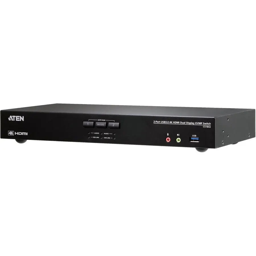ATEN ATEN 2-Port USB 3.0 4K HDMI Dual Display KVMP Switch - 2 Computer(s) - 2 Local User(s) - 4096 x 2160 - 1 x Network (RJ-45) - 6 x USB - 6 x HDMI - CS1842