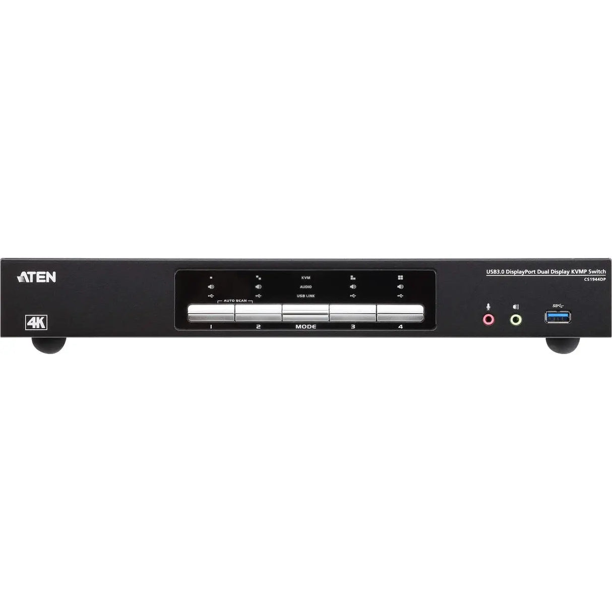 ATEN ATEN 4-Port USB 3.0 4K DisplayPort Dual Display KVMP Switch-TAA Compliant - 4 Computer(s) - 1 Local User(s) - 4096 x 2160 - 1 x Network (RJ-45) - 8 x USB - Desktop - 10 x DisplayPort - CS1944DP