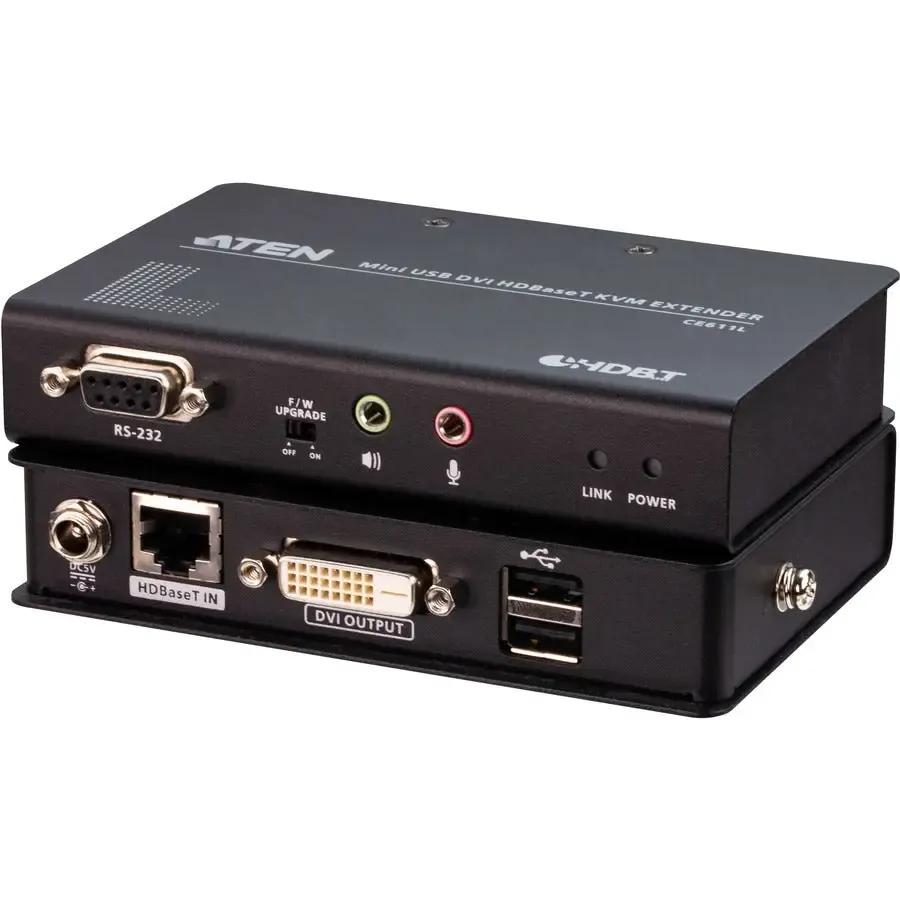 ATEN ATEN Mini USB DVI HDBaseT KVM Extender (1920 x 1200@100m) - 1 Local User(s) - 1 Remote User(s) - 328.08 ft Range - 1920 x 1200 Maximum Video Resolution - 2 x Network (RJ-45) - 3 - 2 x DVI - CE611