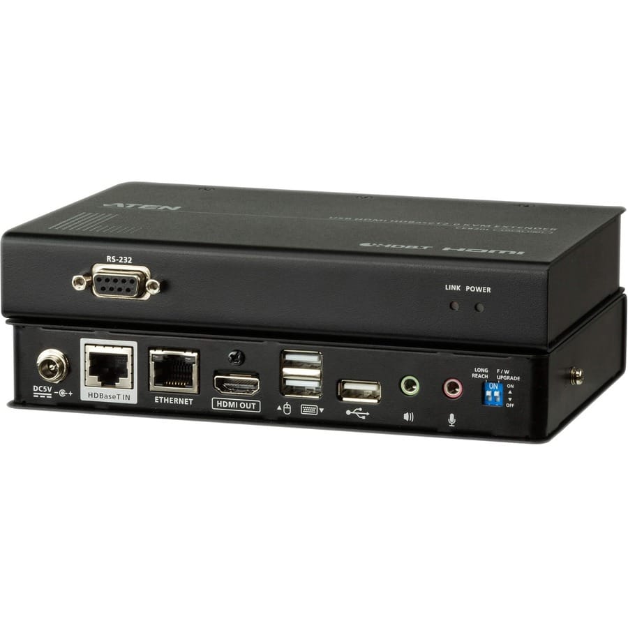 ATEN ATEN USB HDMI HDBaseT 2.0 KVM Extender (4K@100 m)-TAA Compliant - 492.13 ft Range - 4K - 4096 x 2160 Maximum Video Resolution - 4 x Network (RJ-45) - 4 x USB - 2 x HDMI - 5 V DC Input Voltage - Rack-m... - CE820