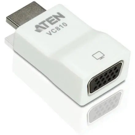 ATEN ATEN VC810 HDMI-to-VGA Converter - 1 Pack - 1 x HDMI (Type A) Digital Audio/Video Male - 1 x 15-pin HD-15 VGA Female - 1920 x 1200 Supported - White - VC810