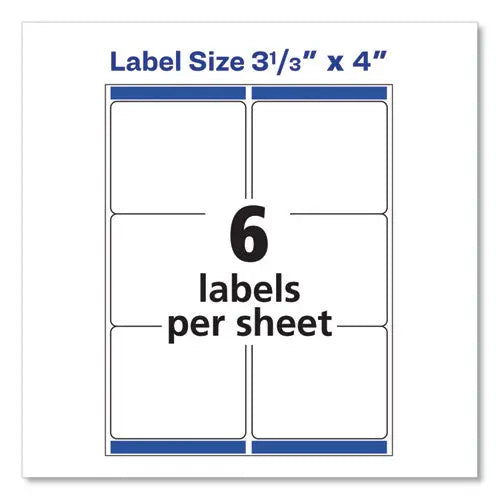 AVERY AVERY Shipping Labels w/ TrueBlock Technology, Laser Printers, 3.33 x 4, White, 6/Sheet, 100 Sheets/ - 5164