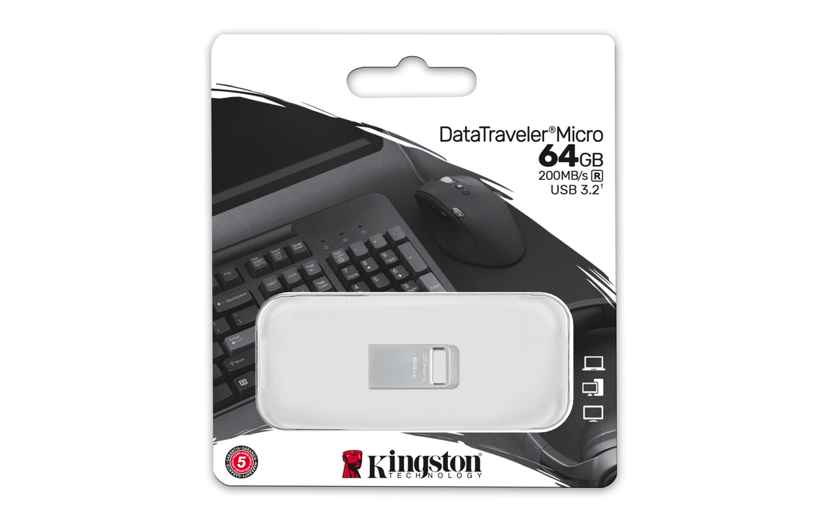 Kingston Technology DataTraveler 64GB Micro 200MB/s Metal USB 3.2 Gen 1 - DTMC3G2/64GB
