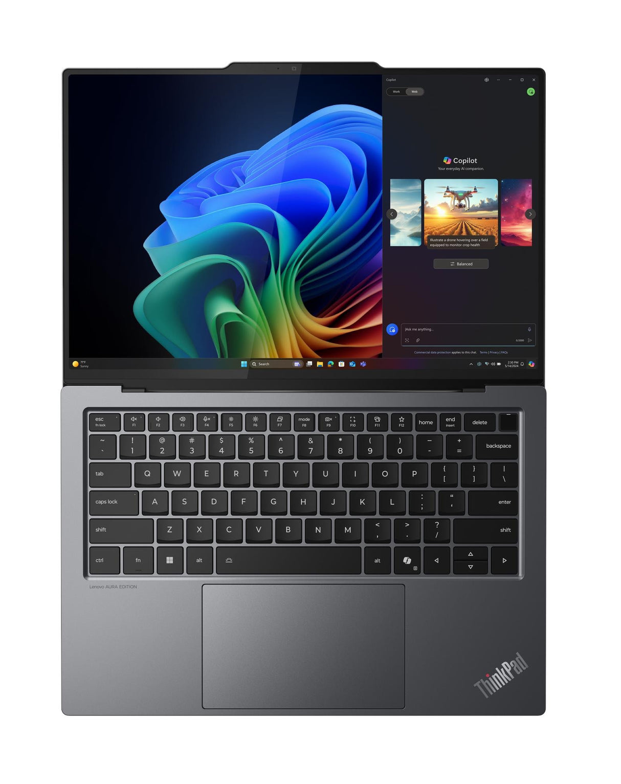Lenovo ThinkPad X9-14 Gen 1 Aura Edition Copilot+ PC Intel Core Ultra 5 226V Laptop 35.6 cm (14") WUXGA 16 GB LPDDR5x-SDRAM 512 GB SSD Wi-Fi 7 (802.11be) Windows 11 Pro English Grey - 21QA0000US LENOVO