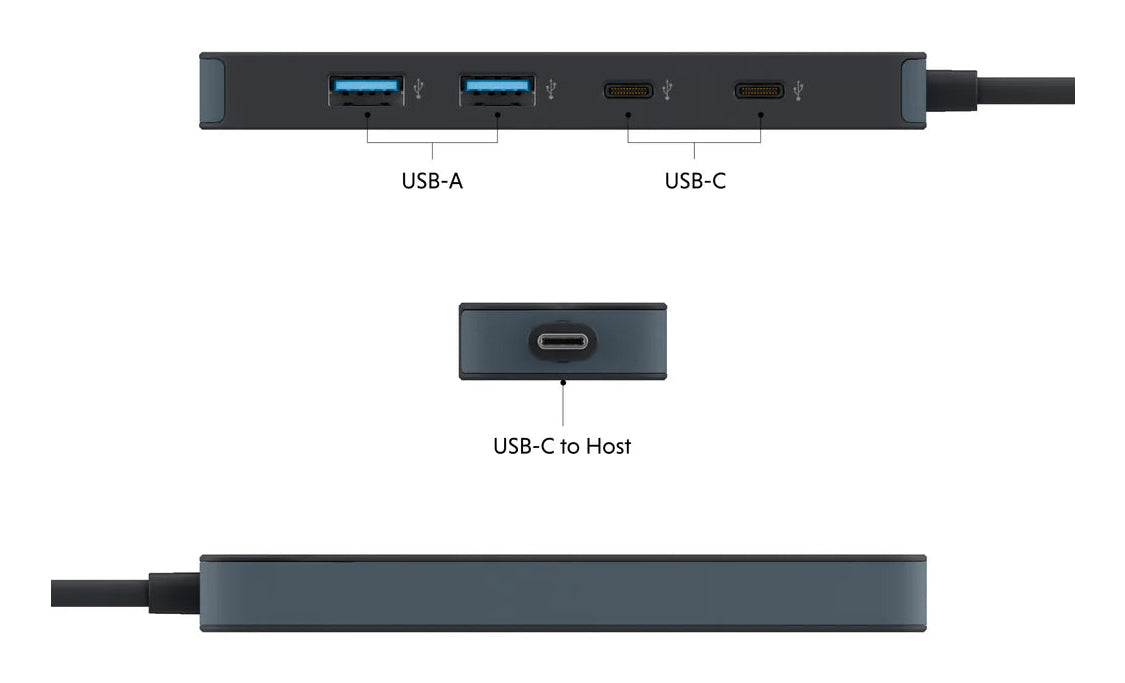 Targus HyperDrive Flex 4 Port USB-C Combo Hub USB 2.0 Type-C 5000 Mbit/s Black - HD5200BKGL