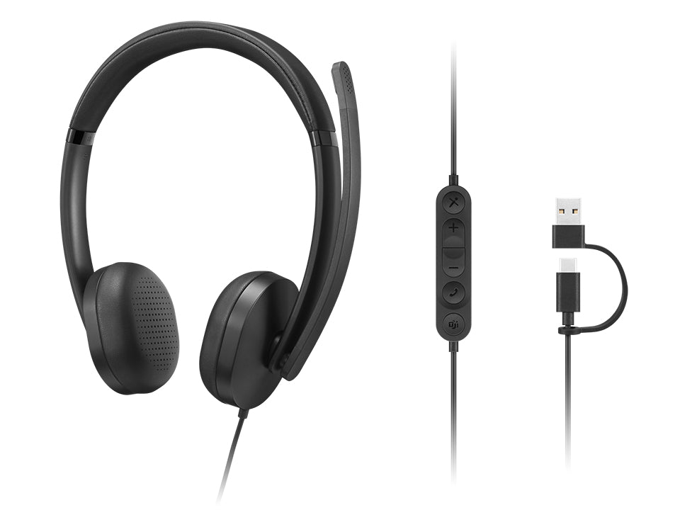 Lenovo VoIP Headset 5000 Wired Head-band Office/Call center USB Type-C Black - 4XD1R88995