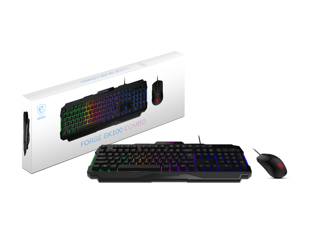 MSI FORGE GK100 COMBO keyboard Mouse included Gaming USB QWERTY US English Black - FORGEGK100C MSI