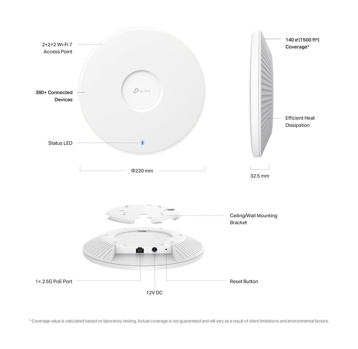 TP-Link Omada BE9300 Ceiling Mount Tri-Band Wi-Fi 7 Access Point - EAP772