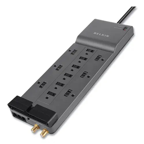 BELKIN BELKIN Professional Series SurgeMaster Surge Protector, 12 AC Outlets, 8 ft Cord, 3,780 J, Dark Gray - BE112230-08