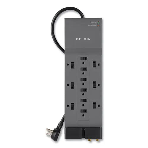 BELKIN BELKIN Professional Series SurgeMaster Surge Protector, 12 AC Outlets, 8 ft Cord, 3,780 J, Dark Gray - BE112230-08