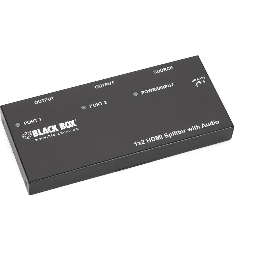BLACK BOX Black Box 1 x 2 HDMI Splitter with Audio - Audio Line In - Audio Line Out - 1 x HDMI In - 2 x HDMI Out - AVSP-HDMI1X2