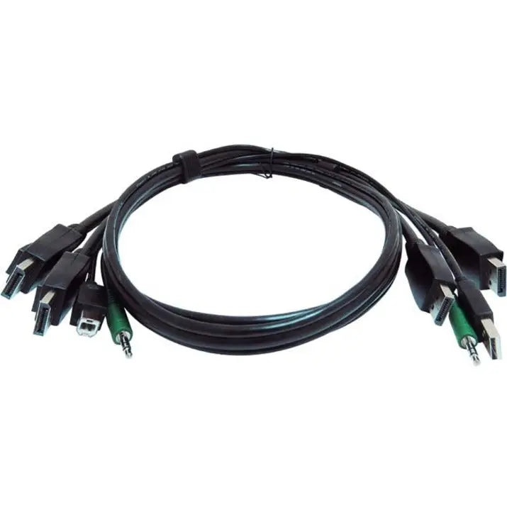 BLACK BOX Black Box Secure KVM Cable - Each end (1) USB, (1) or (2) DisplayPort, (1) 3.5mm Audio - 10 ft KVM Cable for KVM Switch, PC - First End: 1 x USB - Male, 2 x DisplayPort 1.2 Digital Audio/Video - Male, - SKVMCBL-2DP-10TAA
