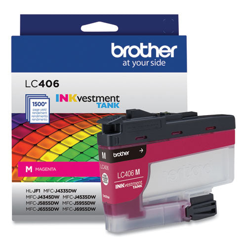 BROTHER BROTHER INKvestment Ink, 1,500 Page-Yield, Magenta - LC406MS