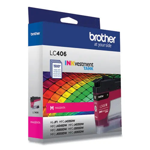 BROTHER BROTHER INKvestment Ink, 1,500 Page-Yield, Magenta - LC406MS