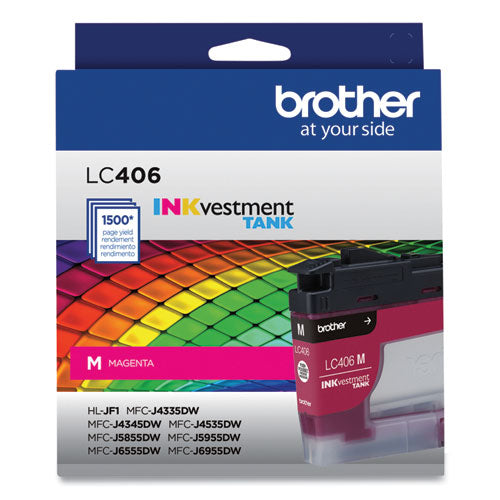 BROTHER BROTHER INKvestment Ink, 1,500 Page-Yield, Magenta - LC406MS