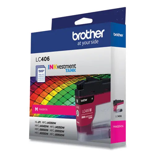 BROTHER BROTHER INKvestment Ink, 1,500 Page-Yield, Magenta - LC406MS