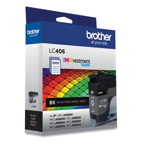 BROTHER BROTHER INKvestment Ink, 3,000 Page-Yield, Black - LC406BKS