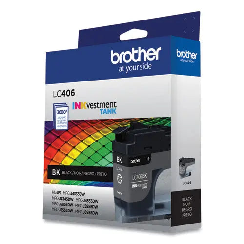 BROTHER BROTHER INKvestment Ink, 3,000 Page-Yield, Black - LC406BKS